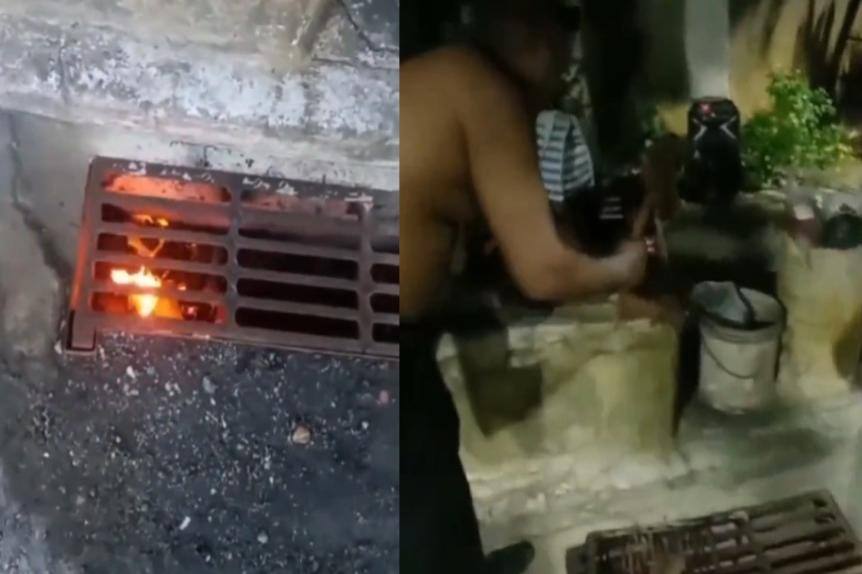 Homens preparam churrasco em bueiro e viralizam nas redes sociais; veja vídeo