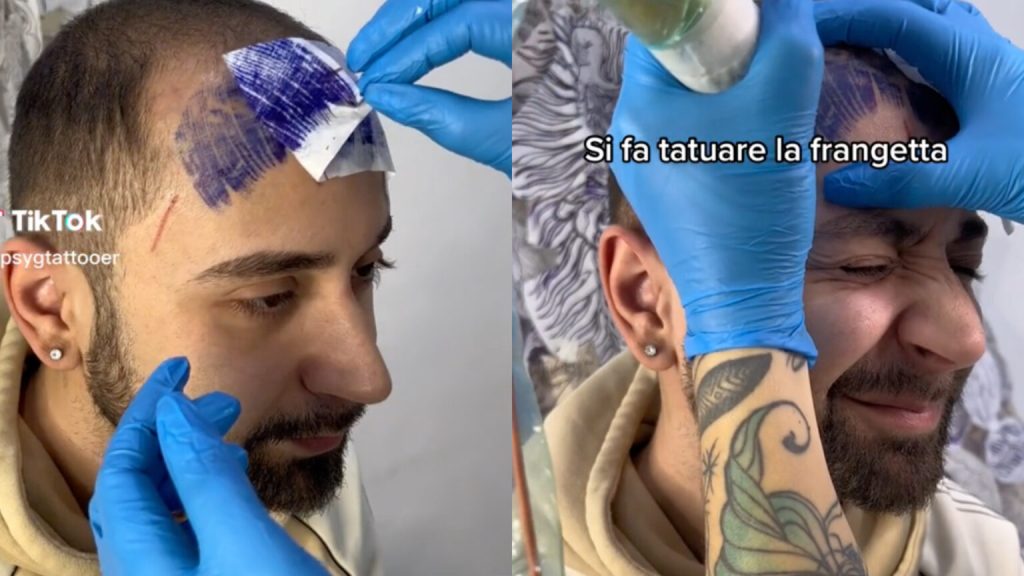 Homem careca chora após tatuar franja na testa, viraliza na web, e tatuadora revela desfecho; assista 
