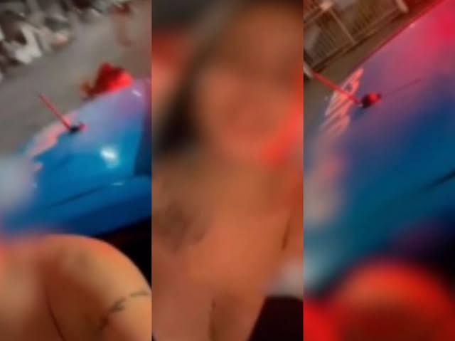 Mulher grava vídeo ‘passeando’ em viatura com o corpo para fora no RJ; VEJA VÍDEO