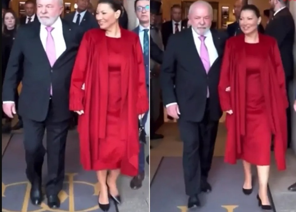 AGORA: Look “vermelho sangue” de Janja com capa para coroação do Rei Charles gera comentários: “Bem chamativo”; VEJA VÍDEO