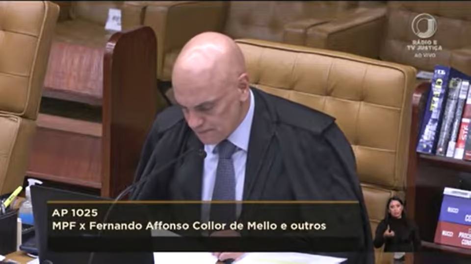 AGORA: Moraes vota para condenar Farnando Collor a 33 anos de prisão