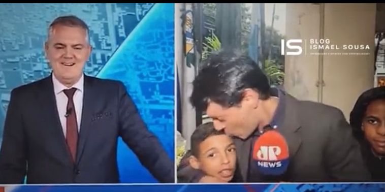Crianças ‘invadem’ transmissão da jovem pan e reação do repórter chamou atenção; VEJA VÍDEO