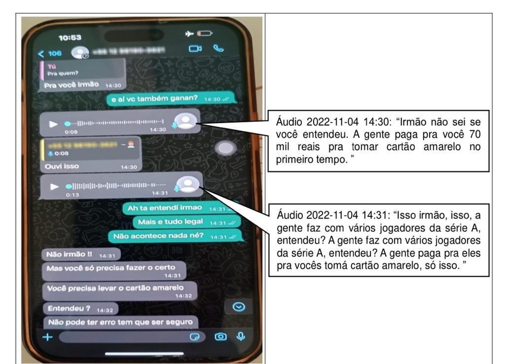 Mensagens entre o apostador e Kevin Lomonaco, do Bragantino — Foto: Reprodução
