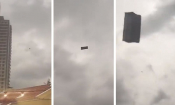 Sofá sai voando de prédio de 35 andares após tempestade; veja vídeo