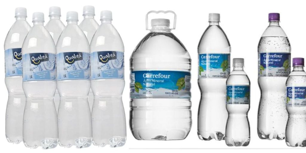 Qualitá e Carrefour, marcas de água, tiradas das prateleiras do supermercado (Reprodução: Montagem TV Foco)