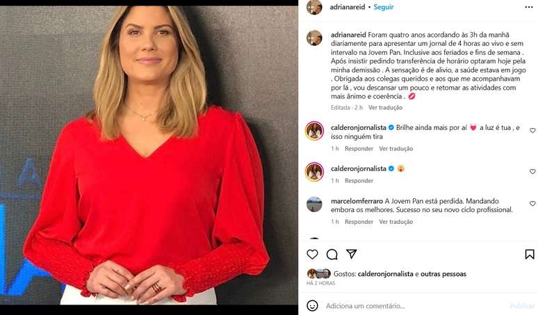 O post em tom de desabafo revela as dificuldades de trabalhar em TV