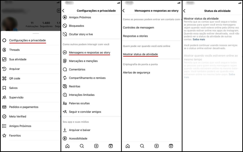 Aprenda a tirar status 'online' do Instagram no celular — Foto: Arquivo pessoal