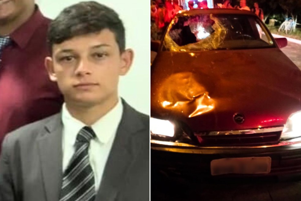 Jovem foi internado em coma induzido após ser atropelado no litoral de SP — Foto: Arquivo Pessoal e Reprodução
