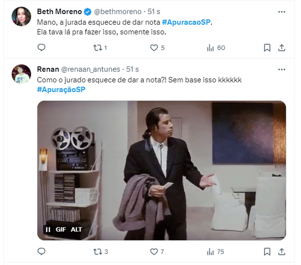 Usuários do X comentam sobre jurada que esqueceu nota da Império de Casa Verde — Foto: X/Reprodução