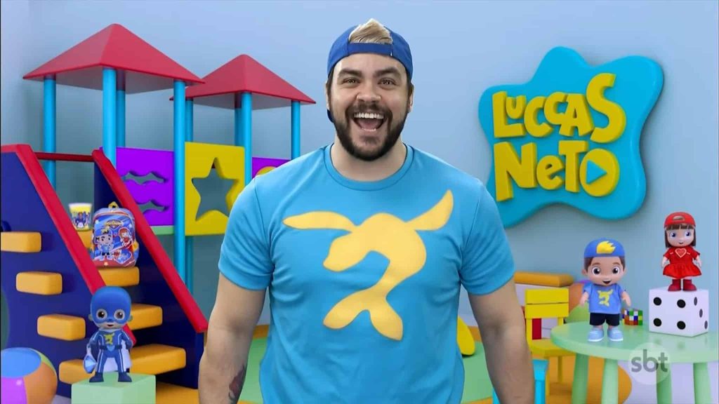 Foto do ator Luccas Neto na estreia do programa Luccas Toon