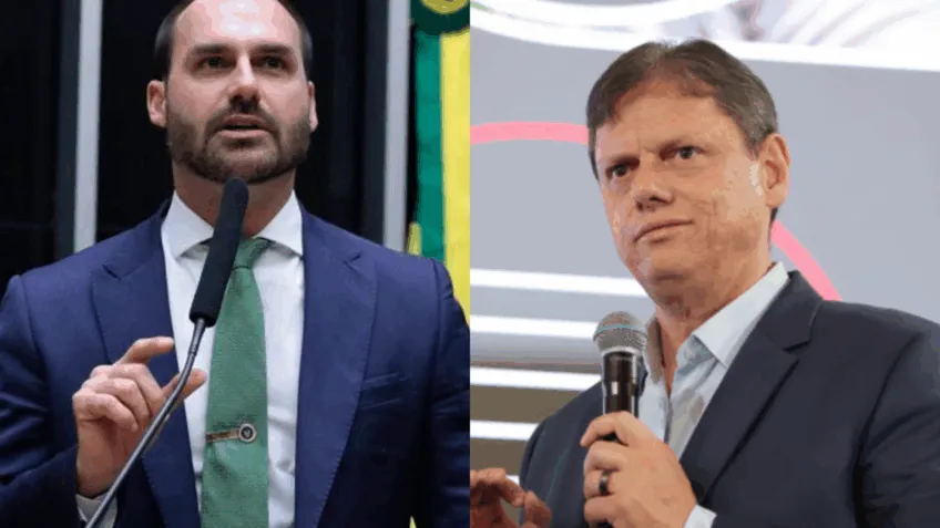 Publicação de Eduardo Bolsonaro sobre a visita do governador do Estado de São Paulo, Tarcísio de Freitas, a Jair Bolsonaro na Papudinha.