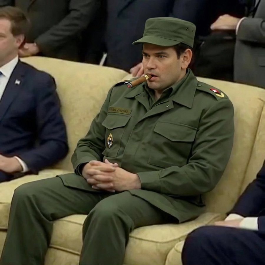 Marco Rubio em trajes cubanos (meme)