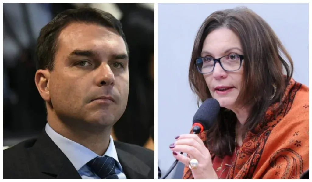 Flávio Bolsonaro citou Bia Kicis como possível vice e pediu a opinião de apoiadores. Deputada disse que pode atuar na posição que for definida.