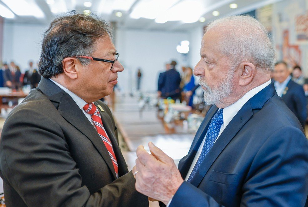 Gustavo Petro, presidente da Colômbia, e presidente Lula — Foto: Ricardo Stuckert/Presidência da República